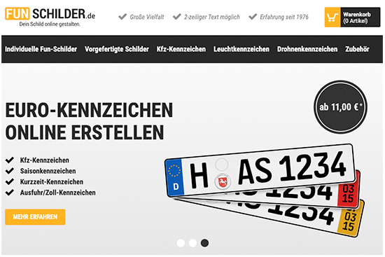 Funschilder.de - Shop-Screenshot