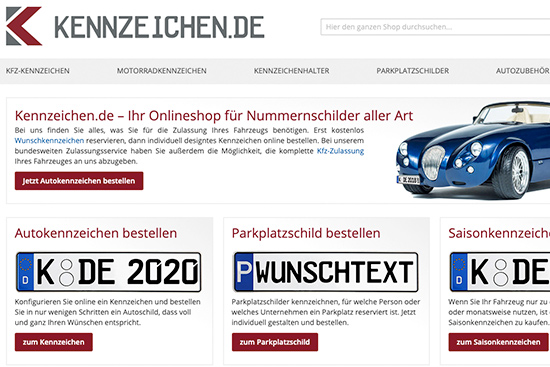 Kennzeichen.de - Shop-Screenshot