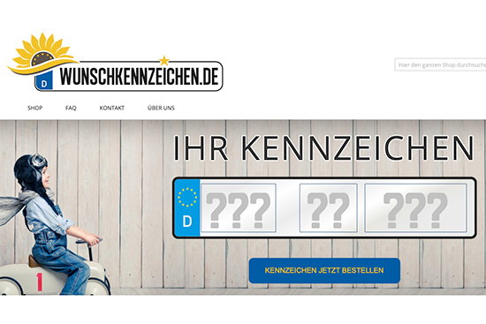 Wunschkennzeichen.de - Shop-Screenshot